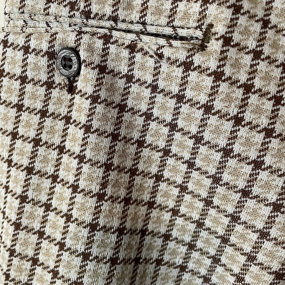 Dickies Dress Pants Brown Houndstooth pattern wide leg Sz 18 70s Retro Academia - Picture 3 of 11